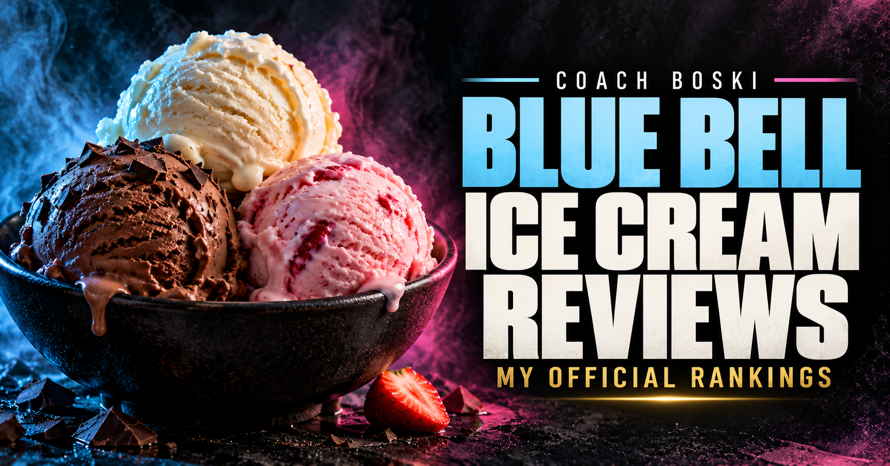 Coach Boski Blue Bell Ice Cream Reviews: My Official Rankings, with ice cream scoops and light-blue, white and gold lettering.